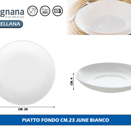 Tognana Porcellane Set Piatti June in Porcellana Lavabili in Lavastoviglie Fondo 23 cm Tognana Porcellane