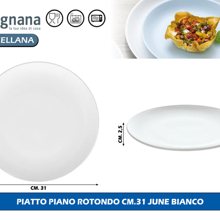 Tognana Porcellane Set Piatti June in Porcellana Lavabili in Lavastoviglie Piano Rotondo Tognana Porcellane