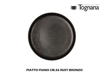 Tognana Porcellane Piatto Piano Con Finitura Rust Bronzo: Il Fascino Materico Per La Tua Tavola 26 cm Tognana Porcellane