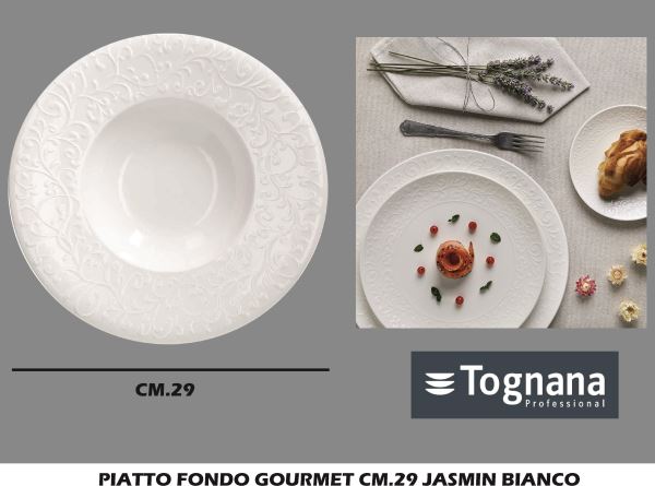 Piatto Fondo Gourmet Jasmin Bianco in Ceramica di Alta Qualità per Uso Quotidiano e Elegante Tognana Porcellane
