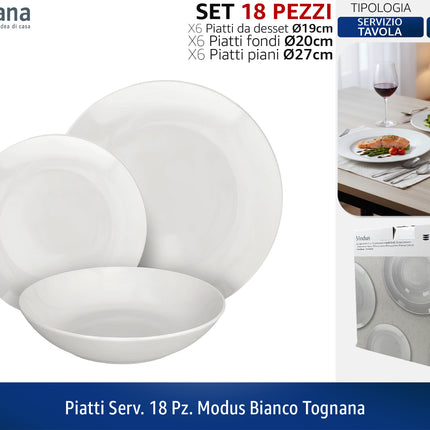 Piatti Serv. 18 Pz. Modus Bianco Tognana Tognana Porcellane