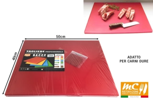 Horeca Tagliere In Pe Prof. Cm.50X40X2H Rosso MC Ristorazione