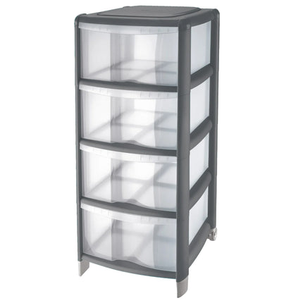 Cassettiera Tontarelli Bambù 4 Cassetti: Design Naturale e Organizzazione Versatile Grafite Trasparente Tontarelli