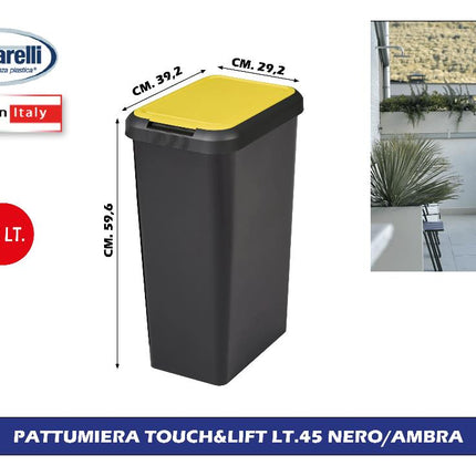Tontarelli Pattumiera Touch&Lift Lt.45 Con Apertura A Sfioramento In Vari Colori