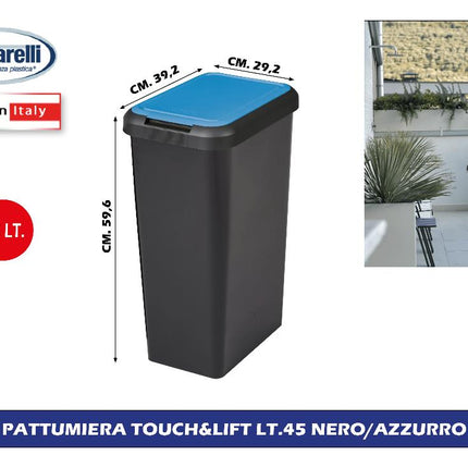 Tontarelli Pattumiera Touch&Lift Lt.45 Con Apertura A Sfioramento In Vari Colori