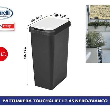 Tontarelli Pattumiera Touch&Lift Lt.45 Con Apertura A Sfioramento In Vari Colori Tontarelli