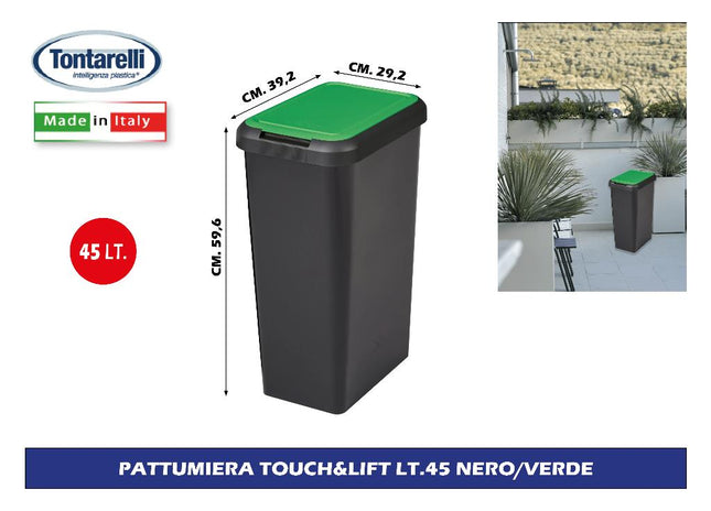 Tontarelli Pattumiera Touch&Lift Lt.45 Con Apertura A Sfioramento In Vari Colori Tontarelli