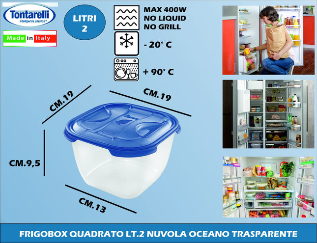 Tontarelli Frigobox Quadrato In Vari Capacità E Design Nuvola Trasparente E Colorato Tontarelli