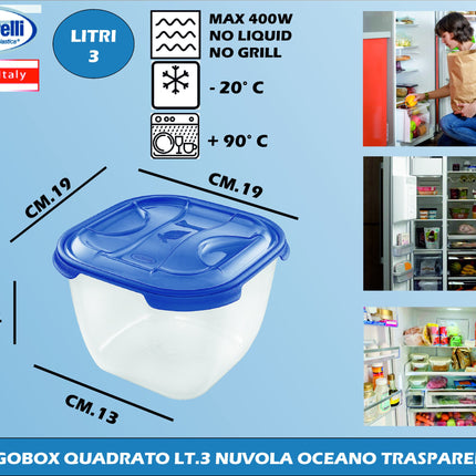 Tontarelli Frigobox Quadrato In Vari Capacità E Design Nuvola Trasparente E Colorato