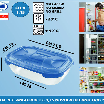 Tontarelli Frigobox Rettangolare Con Capacità Variabile E Design Nuvola Trasparente