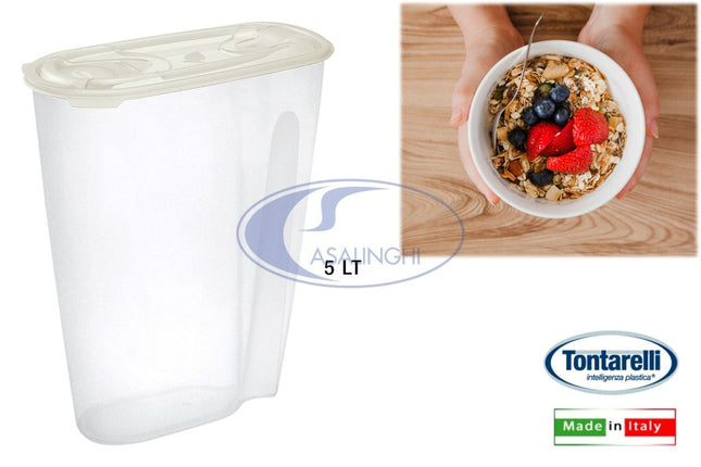 Tontarelli Dispenser Portacereali Lt.5 Nuvola Per Cucina E Colazione, Design Funzionale E Pratico Tontarelli
