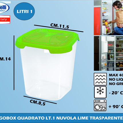 Frigobox Quadrato Lt.1 H.14 Nuvola Lime Trasp.