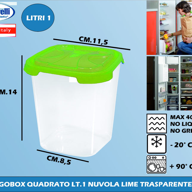 Frigobox Quadrato Lt.1 H.14 Nuvola Lime Trasp.