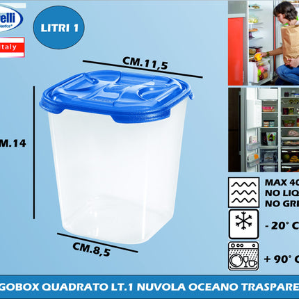 Tontarelli Frigobox Quadrato In Vari Capacità E Design Nuvola Trasparente E Colorato