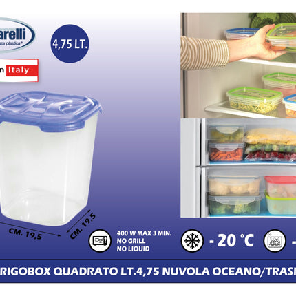 Tontarelli Frigobox Quadrato In Vari Capacità E Design Nuvola Trasparente E Colorato