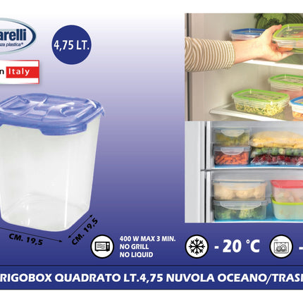Tontarelli Frigobox Quadrato In Vari Capacità E Design Nuvola Trasparente E Colorato Tontarelli