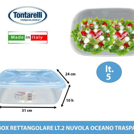 Tontarelli Frigo Box Rettangolare Con Capacità Da 2 E 5 Litri In Materiale Nuvola Trasparente