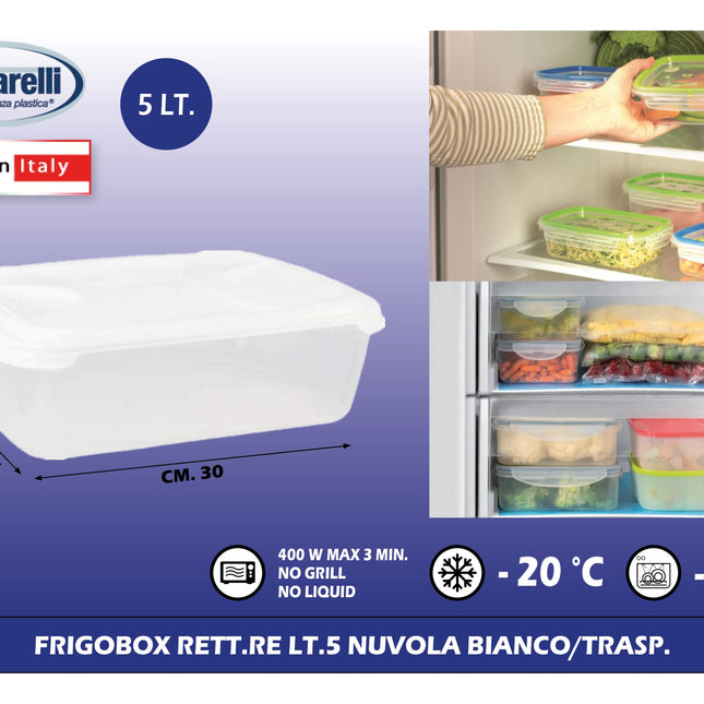 Tontarelli Frigobox Rettangolare Con Capacità Variabile E Design Nuvola Trasparente