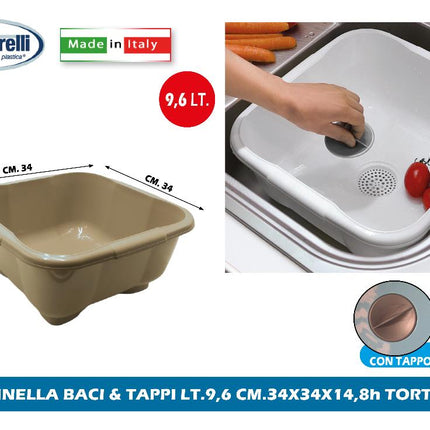 Tontarelli Bacinella Baci & Tappi Lt.9,6 Cm.34X34X14,8H In Diverse Finiture Classiche