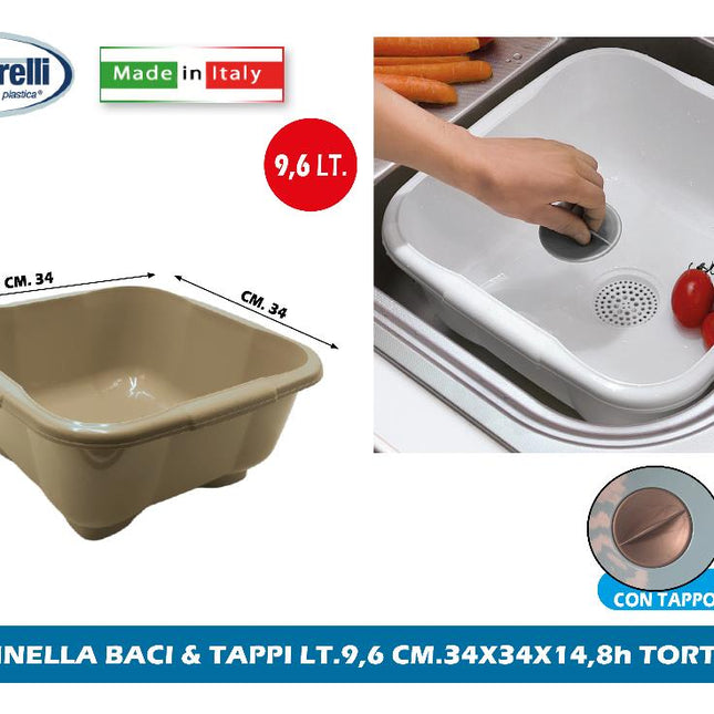 Tontarelli Bacinella Baci & Tappi Lt.9,6 Cm.34X34X14,8H In Diverse Finiture Classiche