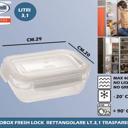 Tontarelli Frigo Box Fresh Lock Contenitori Rettangolari E Quadrati Per Conservazione Alimenti