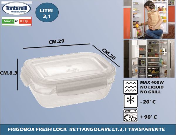 Tontarelli Frigo Box Fresh Lock Contenitori Rettangolari E Quadrati Per Conservazione Alimenti