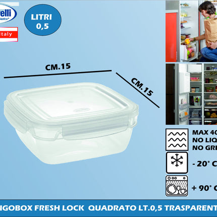 Tontarelli Frigo Box Fresh Lock Contenitori Rettangolari E Quadrati Per Conservazione Alimenti