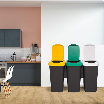 Pattumiera Differenziata Trio 25L.(X3) Base Nera Tontarelli