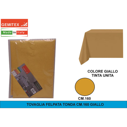 Gemitex Tovaglia Felpata, Made in Italy, Misure 120x190cm, 120x220cm, 120x250cm, 140x140cm e Ø160cm | Diversi Colori Disponibili Giallo Ø 160 cm (Rotondo) Gemitex