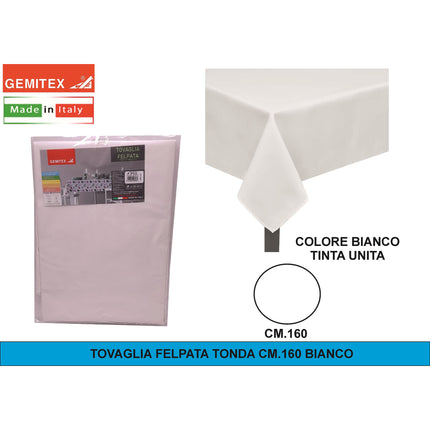 Gemitex Tovaglia Felpata, Made in Italy, Misure 120x190cm, 120x220cm, 120x250cm, 140x140cm e Ø160cm | Diversi Colori Disponibili Bianco Ø 160 cm (Rotondo) Gemitex