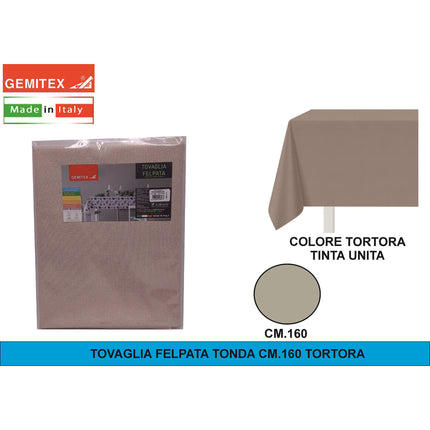 Gemitex Tovaglia Felpata, Made in Italy, Misure 120x190cm, 120x220cm, 120x250cm, 140x140cm e Ø160cm | Diversi Colori Disponibili Tortora Ø 160 cm (Rotondo) Gemitex