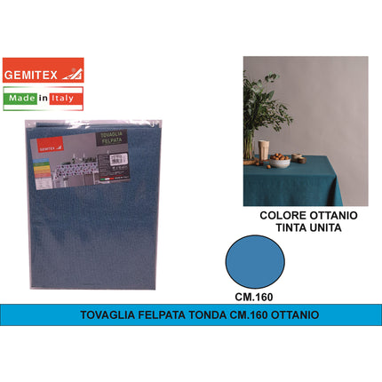 Gemitex Tovaglia Felpata, Made in Italy, Misure 120x190cm, 120x220cm, 120x250cm, 140x140cm e Ø160cm | Diversi Colori Disponibili Ottanio Ø 160 cm (Rotondo) Gemitex