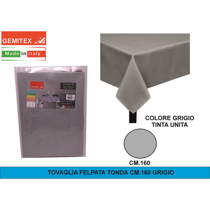 Gemitex Tovaglia Felpata, Made in Italy, Misure 120x190cm, 120x220cm, 120x250cm, 140x140cm e Ø160cm | Diversi Colori Disponibili Grigio Ø 160 cm (Rotondo) Gemitex