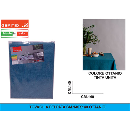Gemitex Tovaglia Felpata, Made in Italy, Misure 120x190cm, 120x220cm, 120x250cm, 140x140cm e Ø160cm | Diversi Colori Disponibili Ottanio 140x140 cm Gemitex