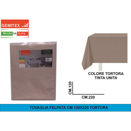 Gemitex Tovaglia Felpata, Made in Italy, Misure 120x190cm, 120x220cm, 120x250cm, 140x140cm e Ø160cm | Diversi Colori Disponibili Tortora 120x220 cm Gemitex