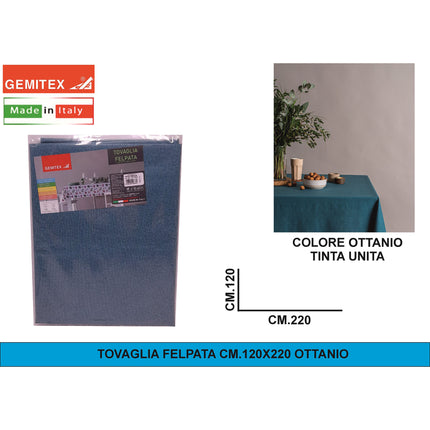 Gemitex Tovaglia Felpata, Made in Italy, Misure 120x190cm, 120x220cm, 120x250cm, 140x140cm e Ø160cm | Diversi Colori Disponibili Ottanio 120x220 cm Gemitex