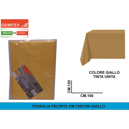 Gemitex Tovaglia Felpata, Made in Italy, Misure 120x190cm, 120x220cm, 120x250cm, 140x140cm e Ø160cm | Diversi Colori Disponibili Giallo 120x190 cm Gemitex