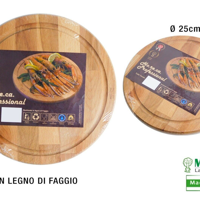 Tagliere Legno Faggio Massello Tondo Vassoio Rotondo Aperitivo Antipasto Carne