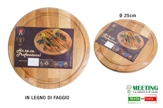 Tagliere Legno Faggio Massello Tondo Vassoio Rotondo Aperitivo Antipasto Carne Meeting Legno