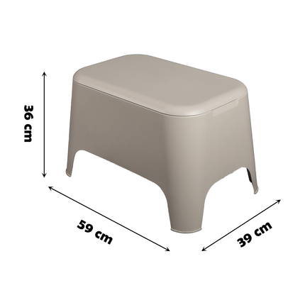 Plastmeccanica Tavolino Sgabello Contenitore Con Vano Portaoggetti Rettangolare 59×39×36H Cm