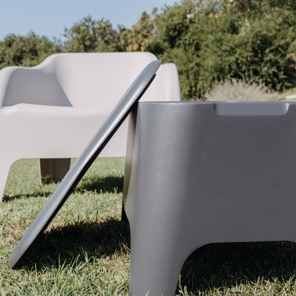 Plastmeccanica Tavolino Sgabello Contenitore Con Vano Portaoggetti Rettangolare 59×39×36H Cm