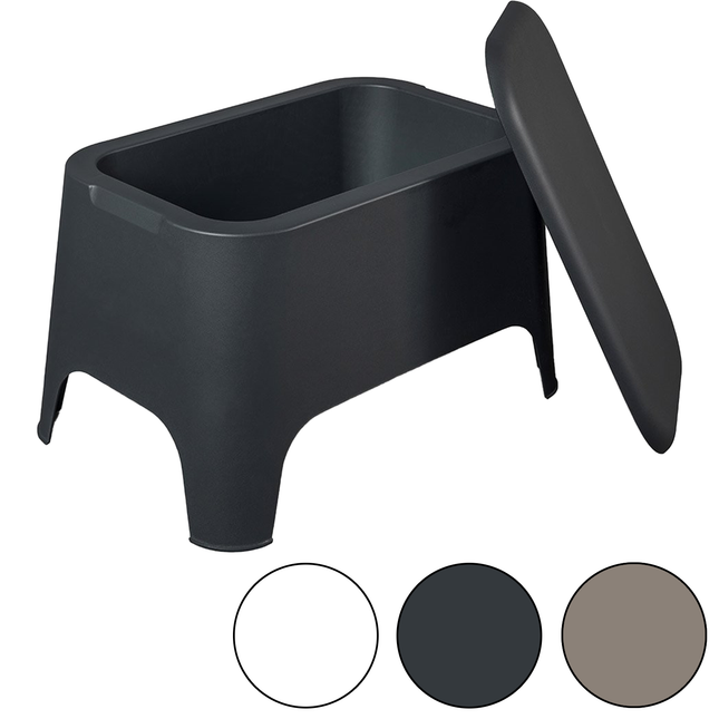 Plastmeccanica Tavolino Sgabello Contenitore Con Vano Portaoggetti Rettangolare 59×39×36H Cm