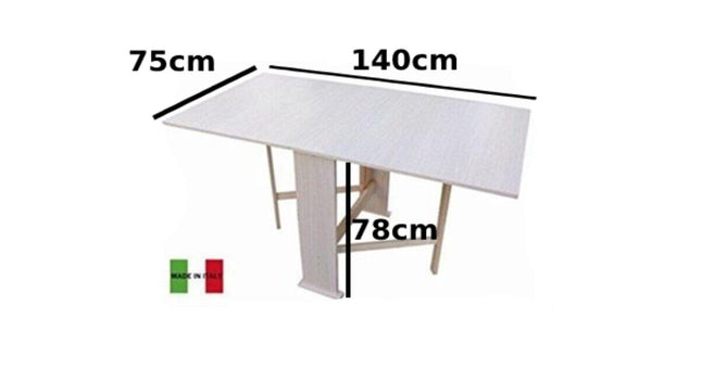 Tavolo Pieghevole Susanna Legno Cucina Pranzo Salvaspazio Monolocale 75 × 140 Cm FRASM
