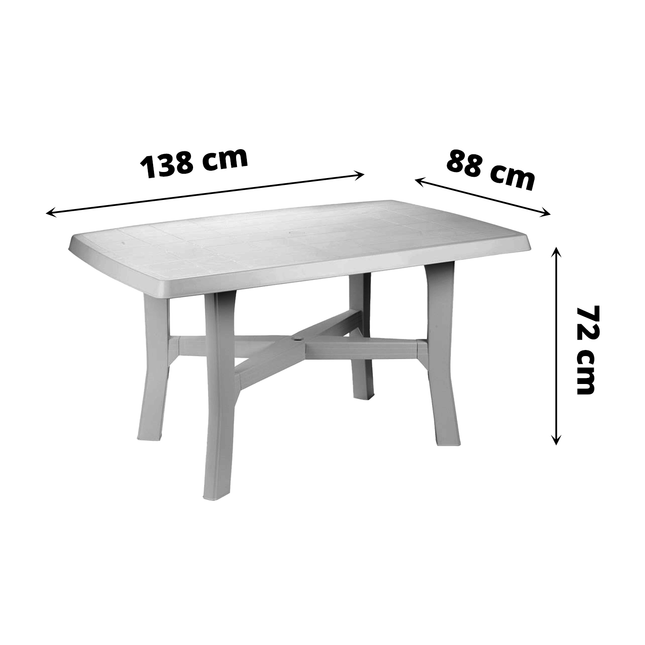 Progarden Tavolo Plastica Rettangolare Grande Da Giardino Esterni 138×88×72H Cm Resistente