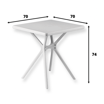 Salmar Tavolo Quadrato Da Giardino In Plastica Per Esterni Bar Ristorante 70×70×74 Cm