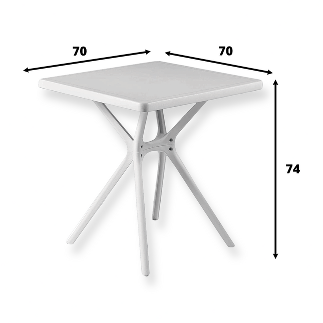 Salmar Tavolo Quadrato Da Giardino In Plastica Per Esterni Bar Ristorante 70×70×74 Cm