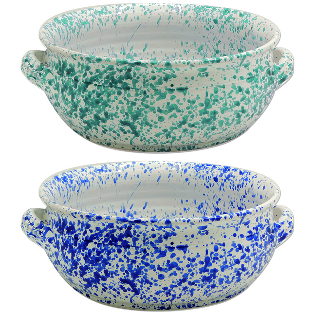 Benegiamo Tegame In Terracotta Bianco Chiazzato Grande Bombato Per Pasta Al Forno Fagioli