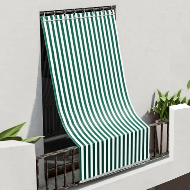 Tenda Da Sole Per Veranda Balcone Terrazzo A Righe Con Anelli E Ganci 150×290 Cm