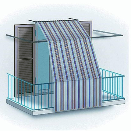 Tenda Da Sole Per Veranda Balcone Terrazzo A Righe Con Anelli E Ganci 150×290 Cm