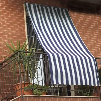 Tenda Da Sole Per Veranda Balcone Terrazzo A Righe Con Anelli E Ganci 150×290 Cm